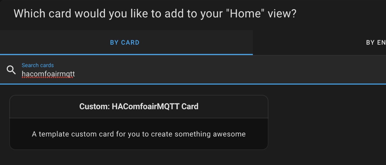 Wybór karty hacomfoairmqtt