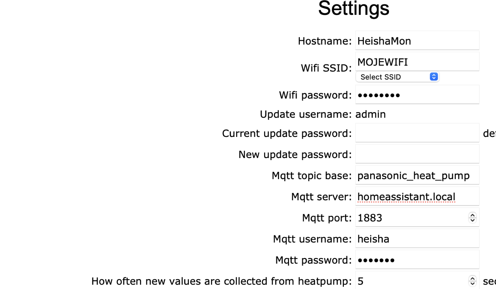 Ustawienia połączenia MQTT w module