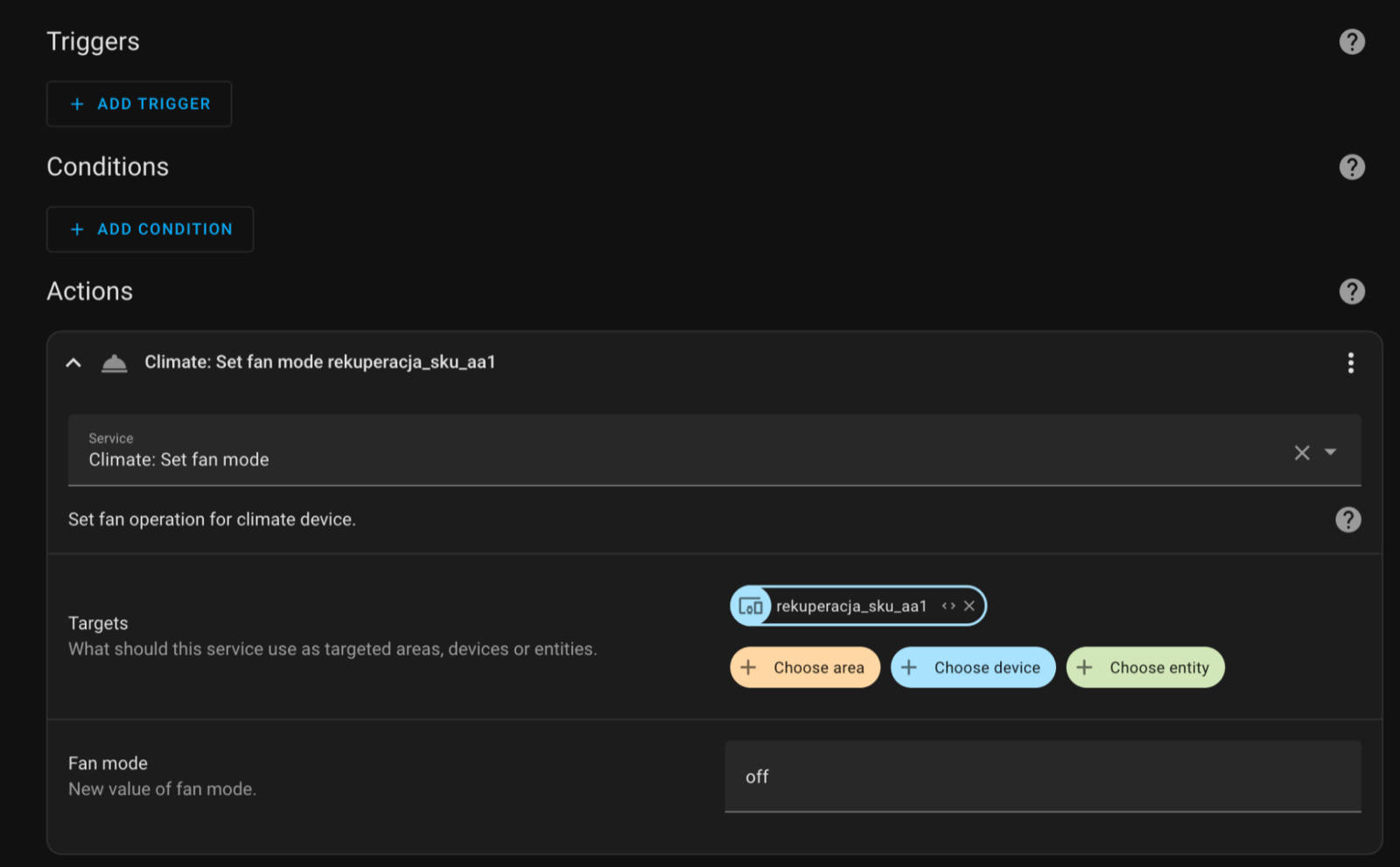Sterowanie rekuperacją w Home Assistant